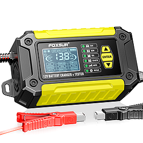 Зарядний пристрій-тестер FOXSUR 12V 6A  для акумуляторів різних видів з LCD дисплеєм