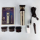 Машинка для стрижки з дисплеєм 5Вт + 3 насадки, від USB, VGR V-199 / Тример для стрижки / Тример чоловічий, фото 10