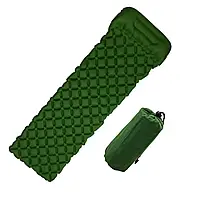 Надувний матрац у намет із подушкою туристичний матрац 190×55 см Зелений