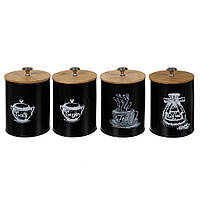 Набір кухонних металевих ємностей Ruhhy 4 шт по 1.5 л для кави, чаю, цукру, солі (24578)