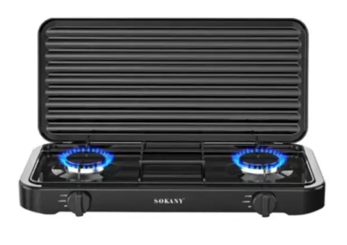 Газова плита настільна Sokany SK-6002. Двоконфоркова потужна плита, 4,4 кВт, плитка на дві конфорки