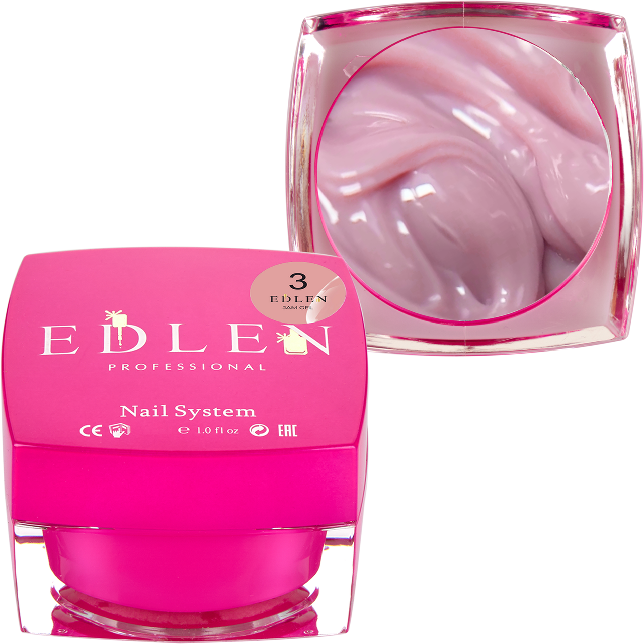 Гель-желе для нарощування EDLEN Jam gel №3, 50 мл натуральний рожевий