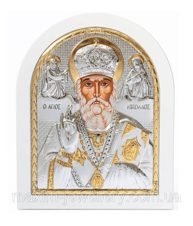 Срібна ікона "Святий Миколай Чудотворець"