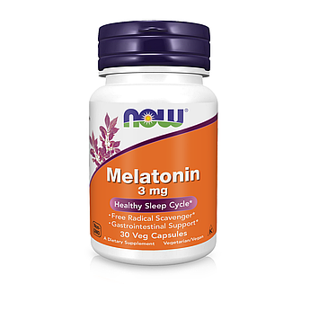 Мелатонін Melatonin 3 mg Now Foods, здоровий сон 30 капсул