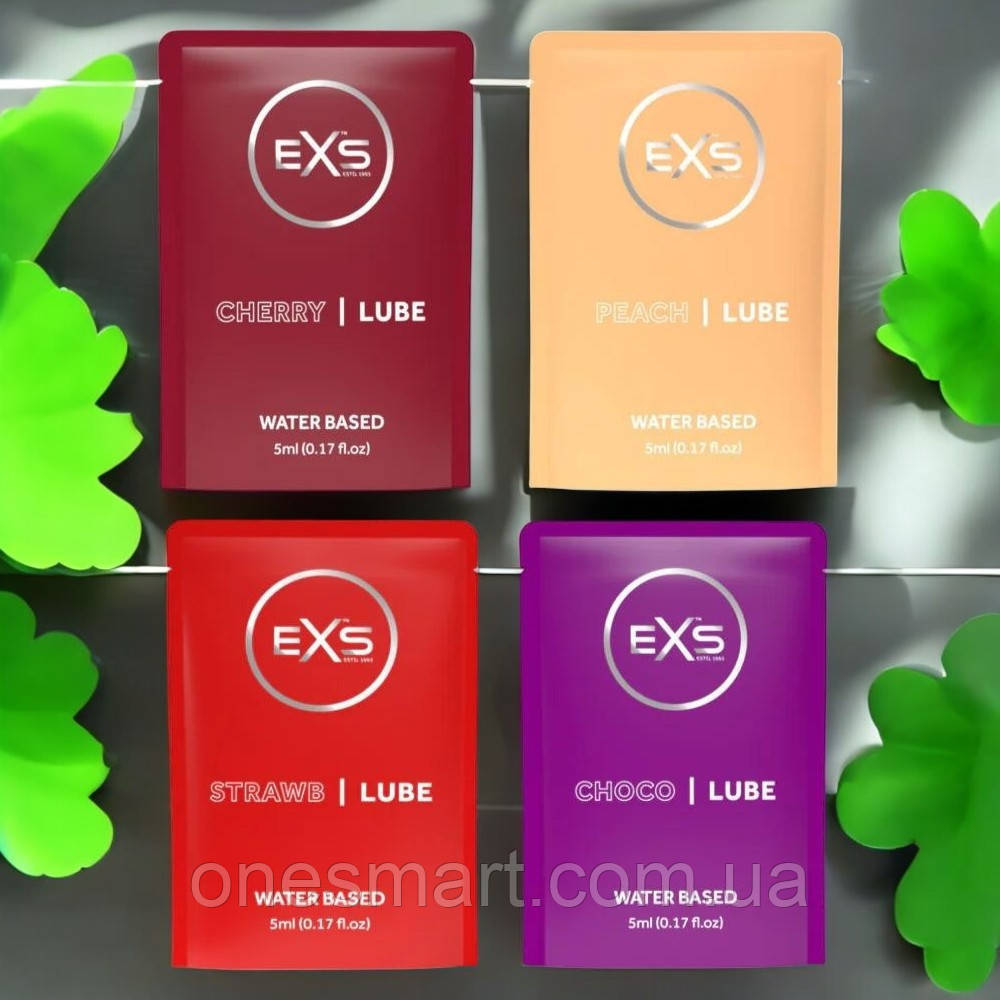 Набір гелів лубрикантів EXS ароматизований для комфорту та зволоження 4 шт * 5 мл, фото 1