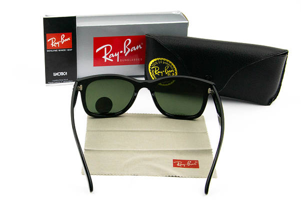 Сонцезахисні окуляри RAY BAN Wayfarer NEW поляризаційні UV400 (арт. P2140) чорний/зелений лінзи, фото 4