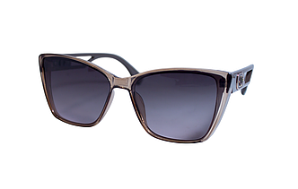 Сонцезахисні жіночі окуляри, коричневі з прозорою оправою 212-4, фото 1