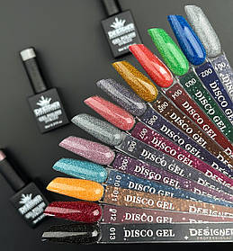 Демонстраційна палітра-віяло світловідбиваючих гель-лаків Disco Gel Polish Дизайнер (з блискітками)