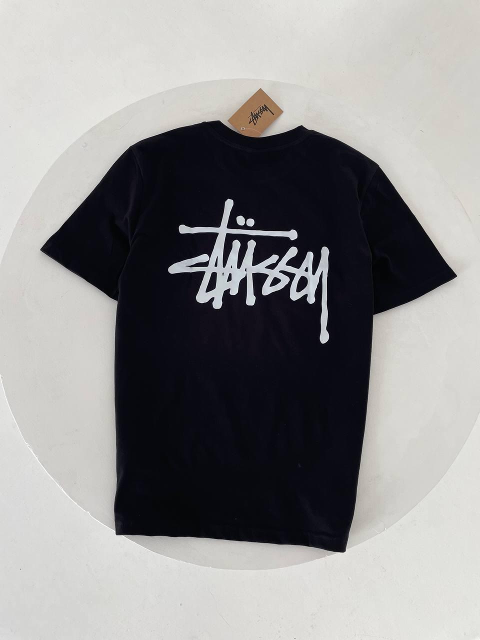 Чоловіча футболка Stussy чорна бавовняна Теніска Стуссі спортивна на літо, фото 1