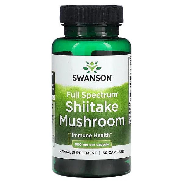 Гриб шиітаке повного спектру (Shiitake Mushroom) 500 мг 60 капсул