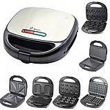 Гриль 6 в1 Domotec Німеччина (орешниця, вафельниця, гриль, сендвічниця,пончики,мадлен) 2200 Watt WE 8943 PO, фото 3