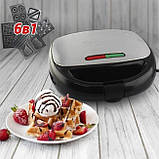 Гриль 6 в1 Domotec Німеччина (орешниця, вафельниця, гриль, сендвічниця,пончики,мадлен) 2200 Watt WE 8943 PO, фото 6