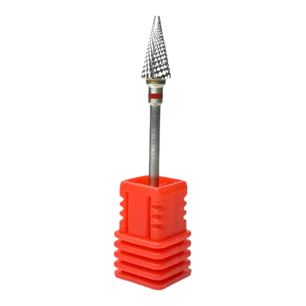 Фреза твердосплавна для манікюру форма ялинка, червона насічка