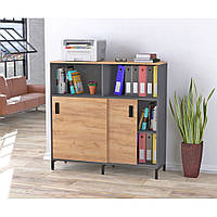 Тумба офісна LS-1200-1200 ніжки метал чорний матовий корпус і фасад ДСП (Loft DesignTM)