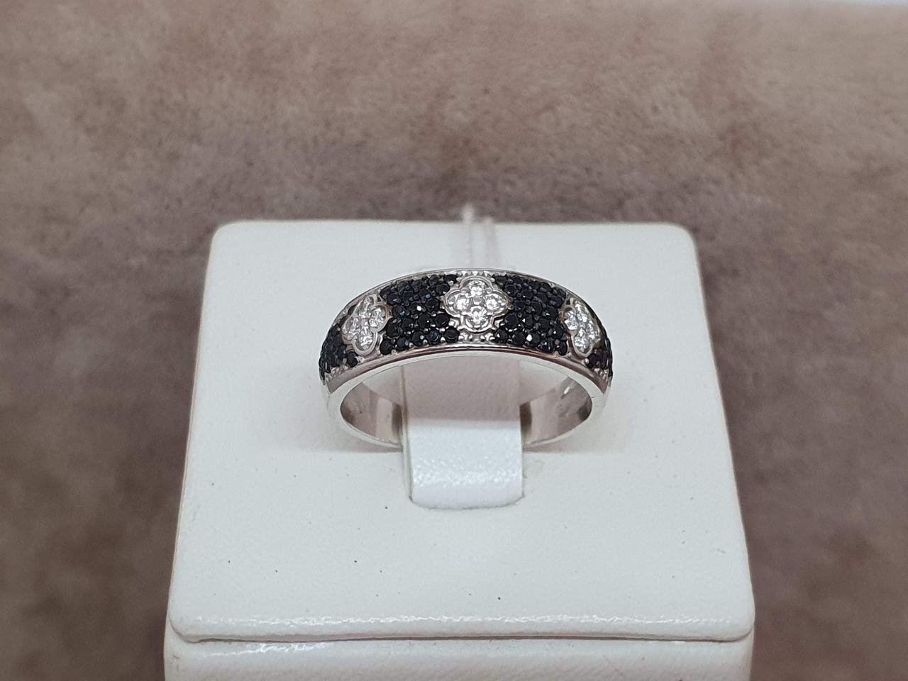 Срібне кільце БАЛЬМОНТ з фіанітами. 1606/1Р-CZ 16,5