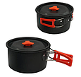 Набір туристичний для пікніка сумка з посудом, приладами, чайником, казанком, сковородою, газовою плитою, фото 3