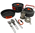 Набір туристичний для пікніка сумка з посудом, приладами, чайником, казанком, сковородою, газовою плитою, фото 2
