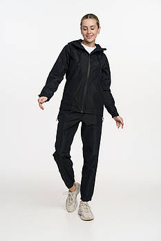 Жіночий спортивний костюм з плащівки Вітровка + Штани чорний Комплект з капюшоном весняний осінній