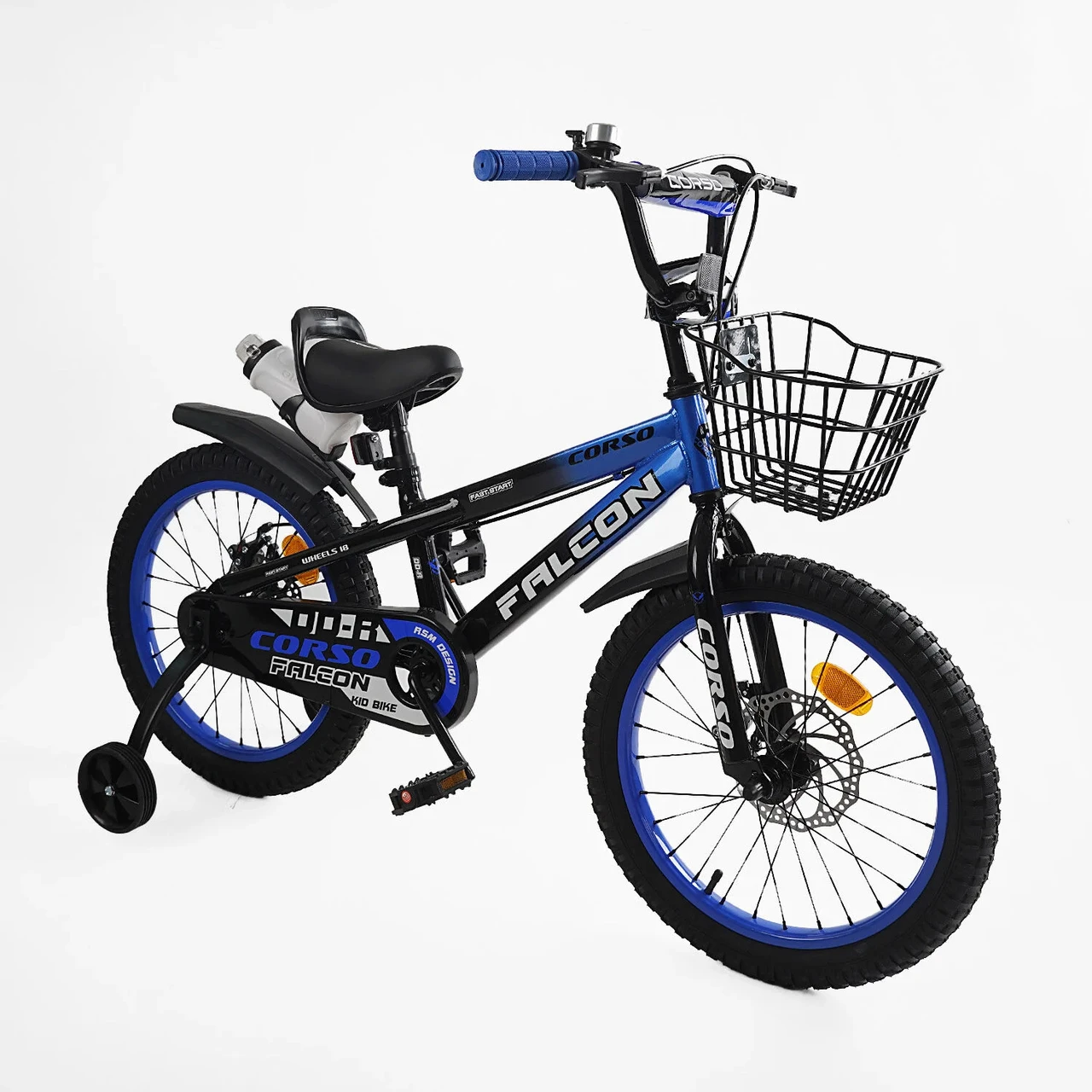 Дитячий велосипед 18" Corso Falcon FL-18020 чорно-синій на зріст 105-115 см, фото 1