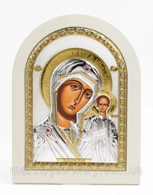 Срібна ікона "Казанська Богородиця з Ісусом" (210х150мм.)
