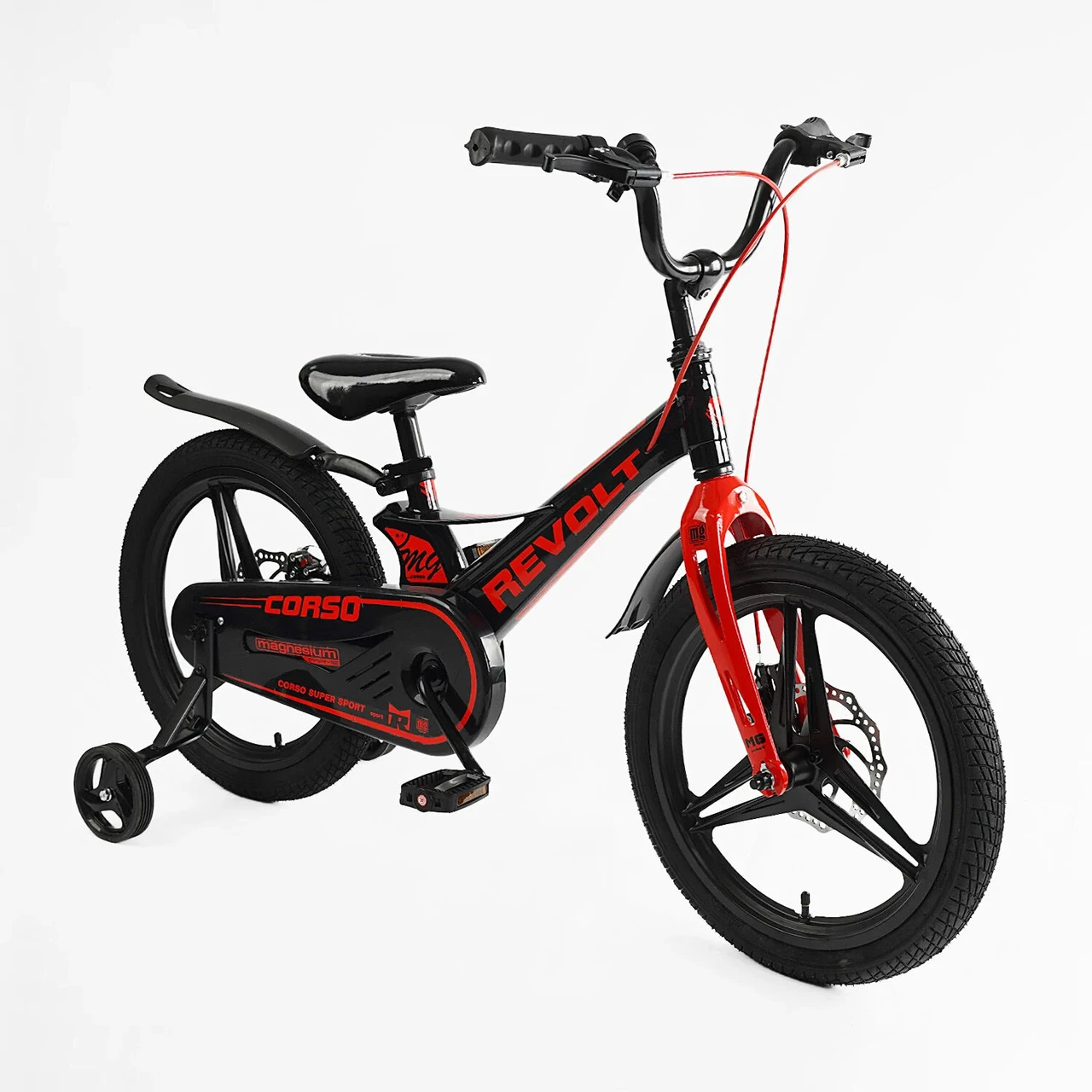 Дитячий велосипед 18" Corso Revolt MG-18747 чорно-червоний на зріст 105-115 см