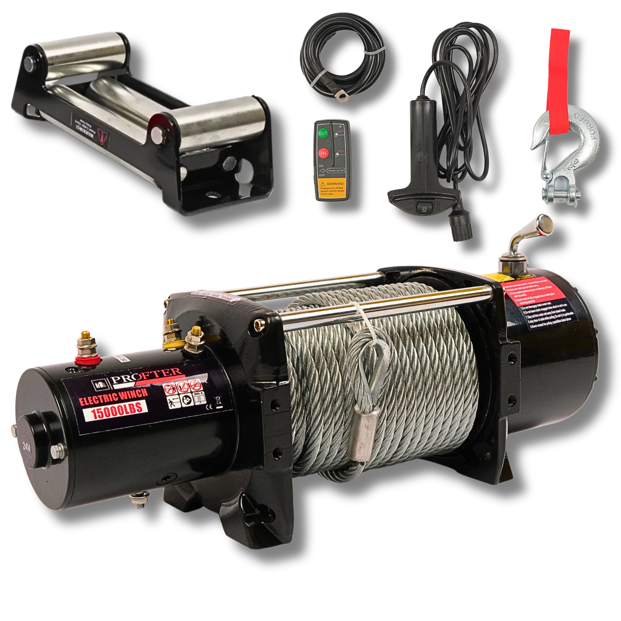 Лебідка електрична автомобільна Profter 15000 LBS (6804 кг.24V)