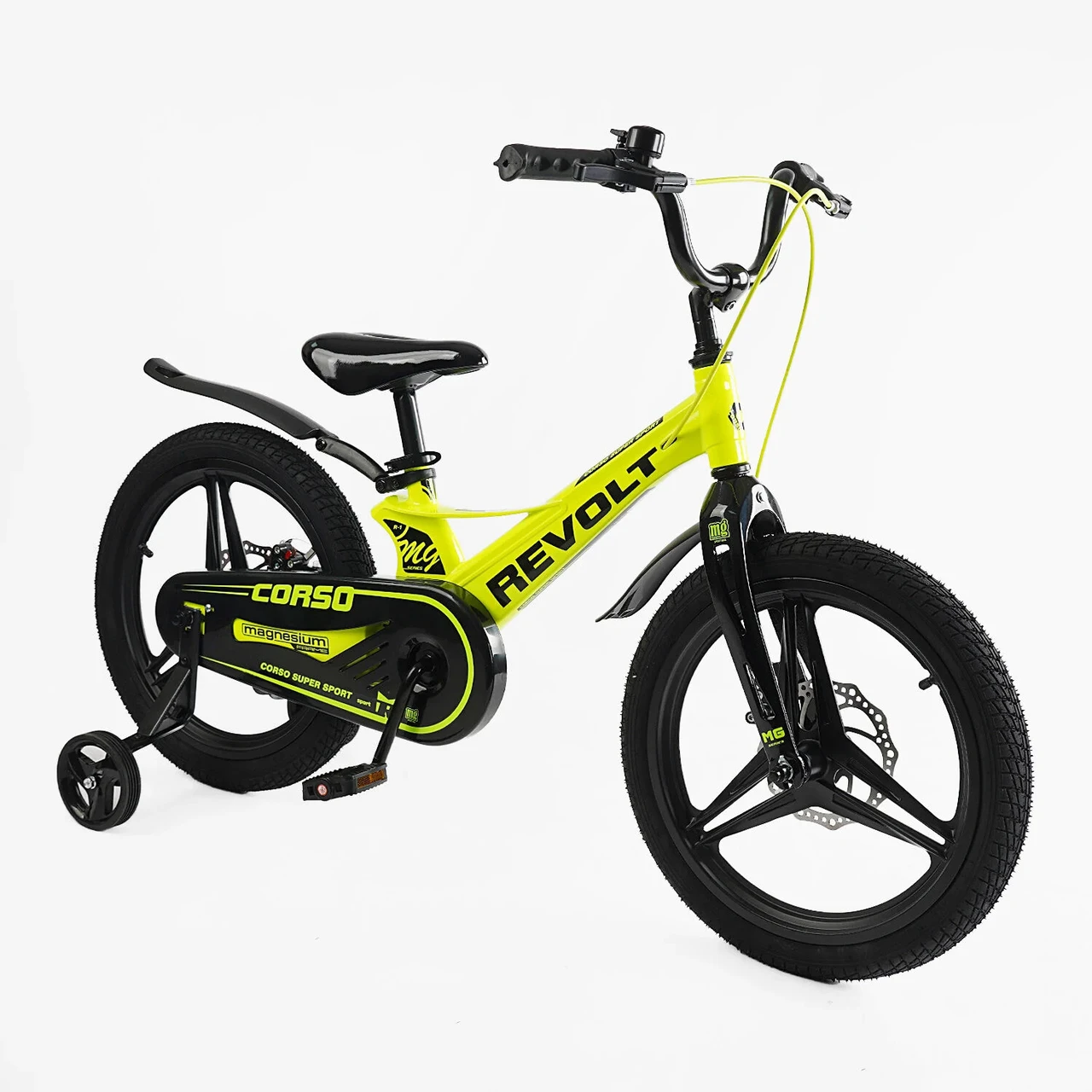 Дитячий велосипед 18" Corso Revolt MG-18340 чорно-жовтий на зріст 105-115 см