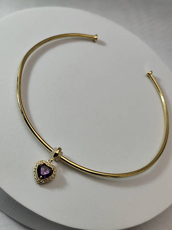 Срібний  Чокер с серцем з позолотою  014.051R, фото 2