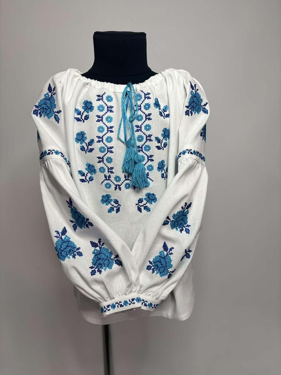 Вишиванка дівоча "Франі" з білого домотканого полотна