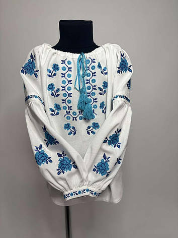 Вишиванка дівоча "Франі" з білого домотканого полотна, фото 1