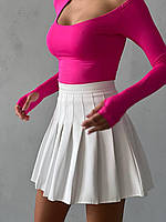 Стильная женская юбка в складку на потайной молнии на высокой посадке, белый, черный, хаки