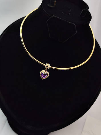 Срібний Чокер с серцем з позолотою 014.051R, фото 2