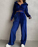 Преміальний велюровий костюм Укорочена кофта та широкі штани 42-44 46-48 50-52