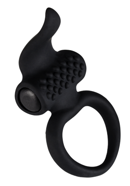 Ерекційне віброкольцо Adrien Lastic Lingus Black з язичком і щіточкою для стимуляції клітора