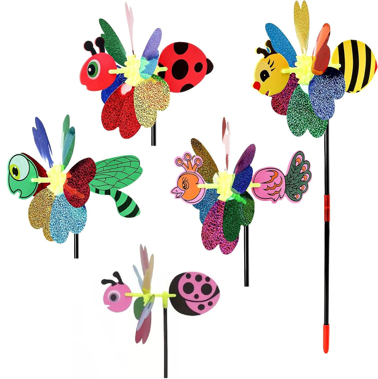 Дитячий вітрячок Квіточка на паличці (комахи/павич 20,5 см) MR 1353, фото 1