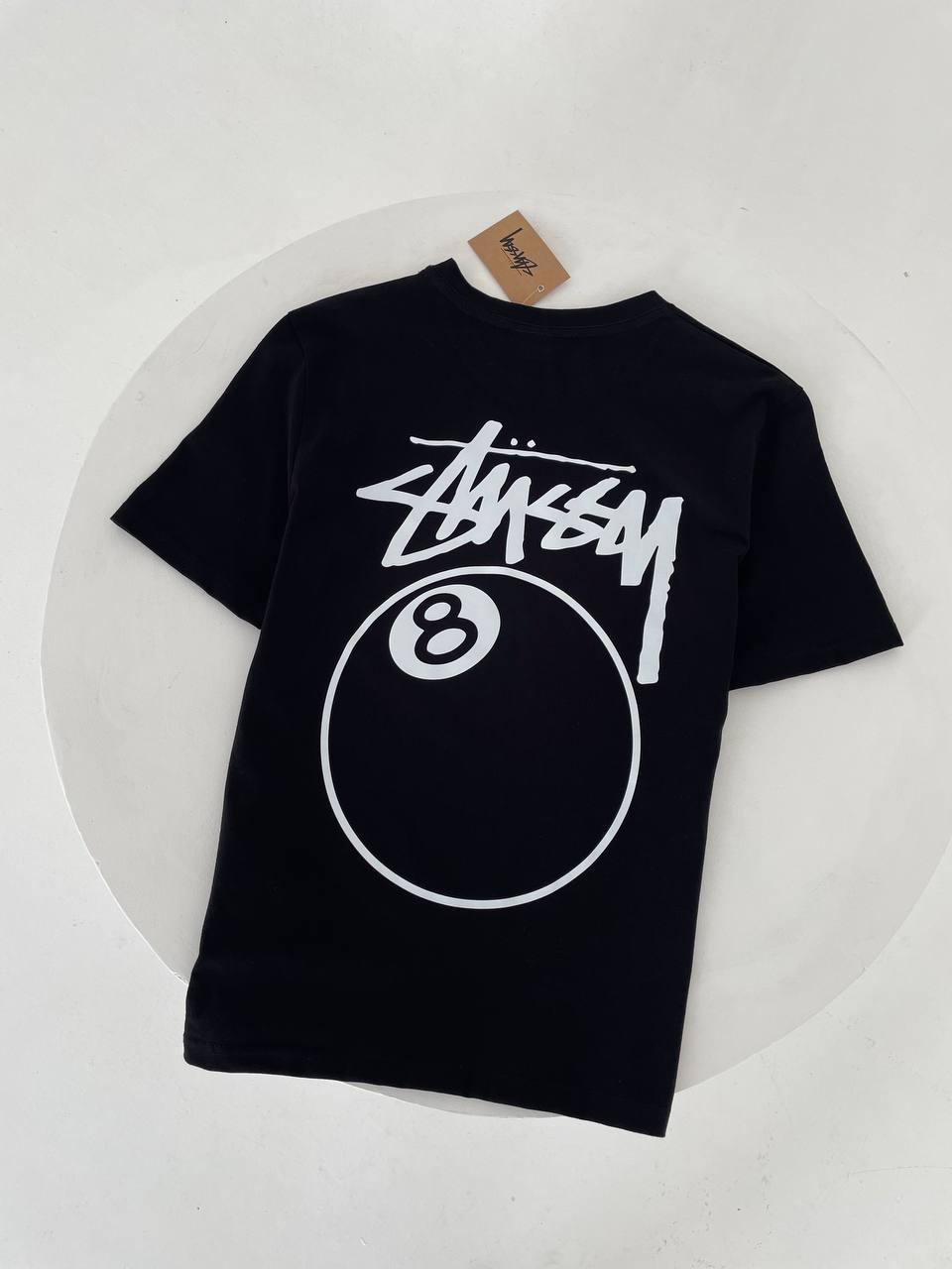 Чоловіча футболка Stussy чорна бавовняна Теніска Стуссі спортивна на літо, фото 1