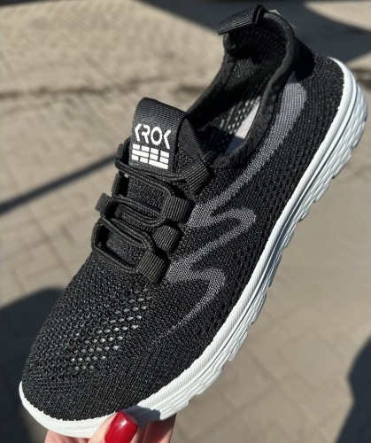 Кросівки жіночі текстильні Крок на шнурках весняні літні чорні