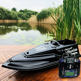 Радіокерований рибальський кораблик. Прикормовий кораблик Фурія Фюжн 21000 mAh 17 км/год Чорний