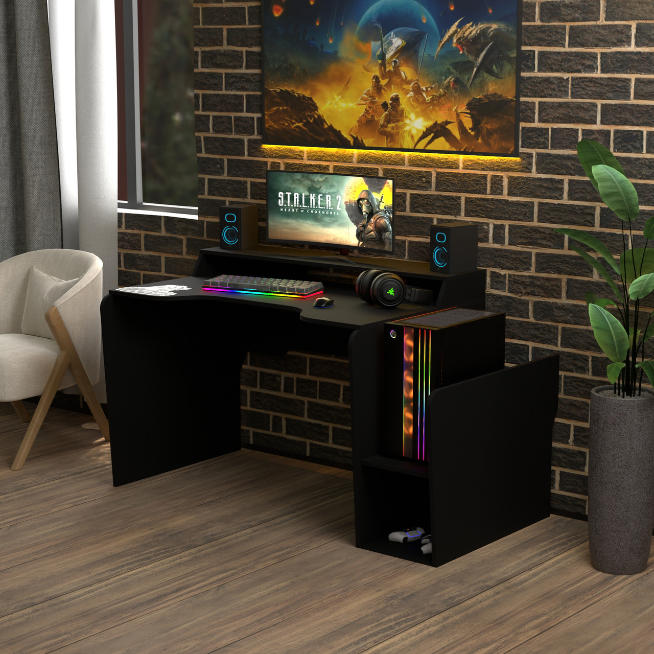 Ігровий стіл Rasin-30 каркас ЛДСП Чорний 150х80х75/88 см (Comfy-Home ТМ)