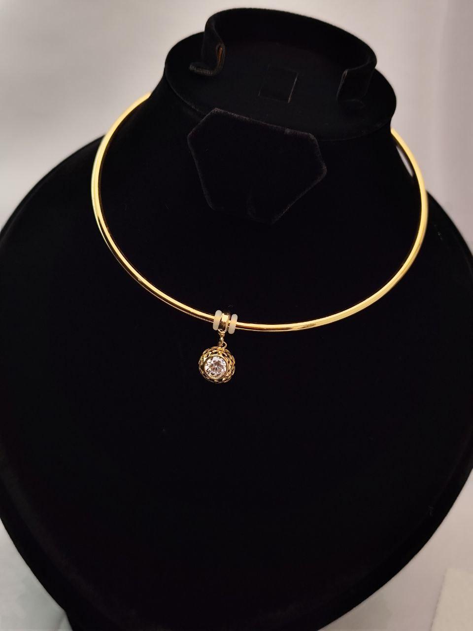 Срібний  Чокер с камінчиком з позолотою 005.051R