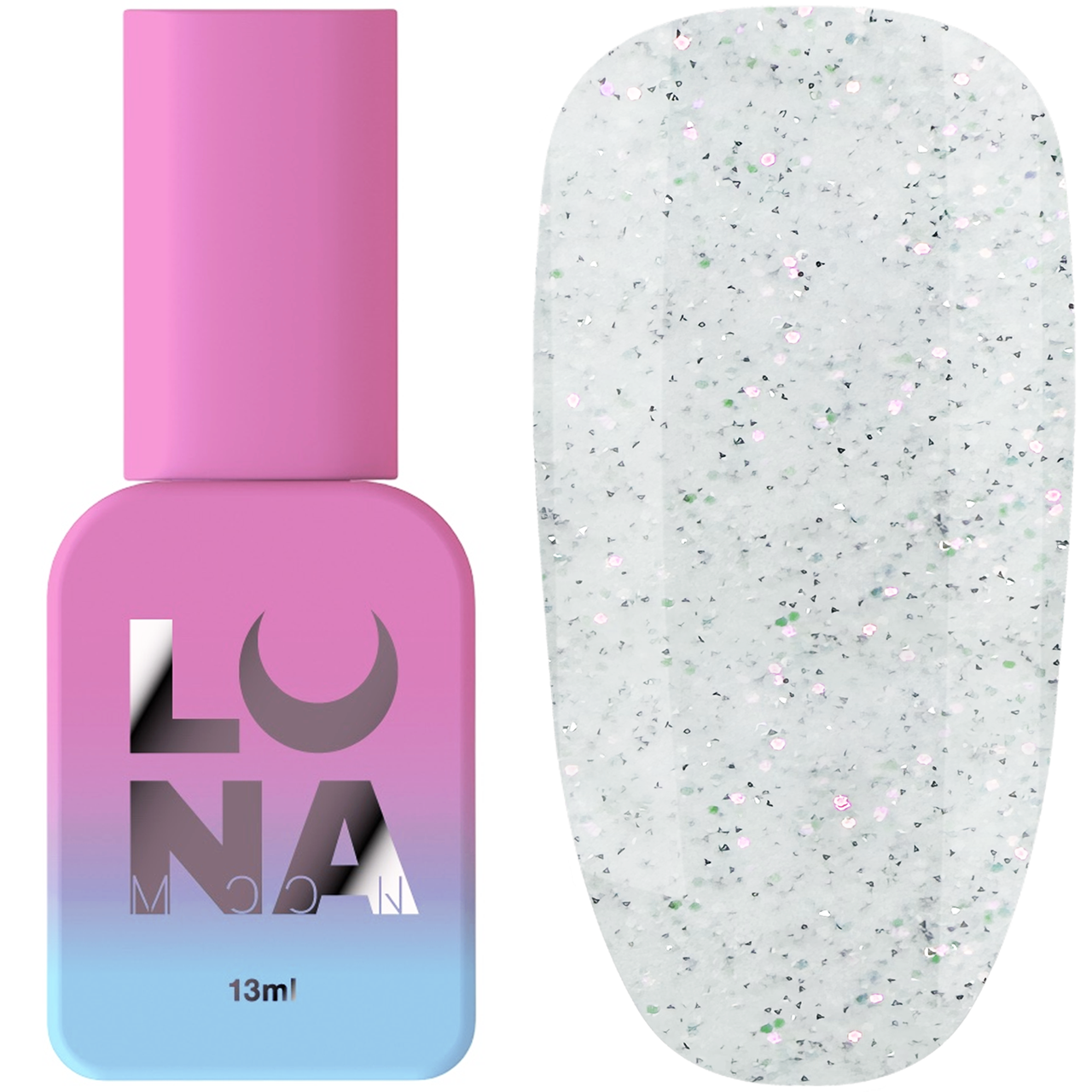 Жидкий акригель LUNA Light Acrygel №71, 13 мл молочний з рожевими блискітками