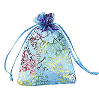 Мішечок подарунковий прямокутний органза різнобарвний з візерунками розмір 9х12 см із затяжками в пакованні 100 штук