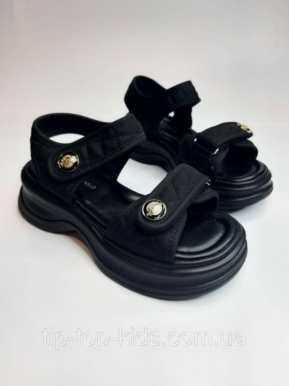 Босоніжки для дівчинки Apawwa 1355 NR black чорні р.34-37