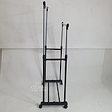 Вішалка для одягу телескопічна дворівнева на коліщатках 68×28×137 см, підлогова пересувна вішалка-стійка, DP-15, фото 10