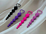 Анальні серця ланцюжком, пробка розслаблення, інтимні іграшки намисто, фото 5