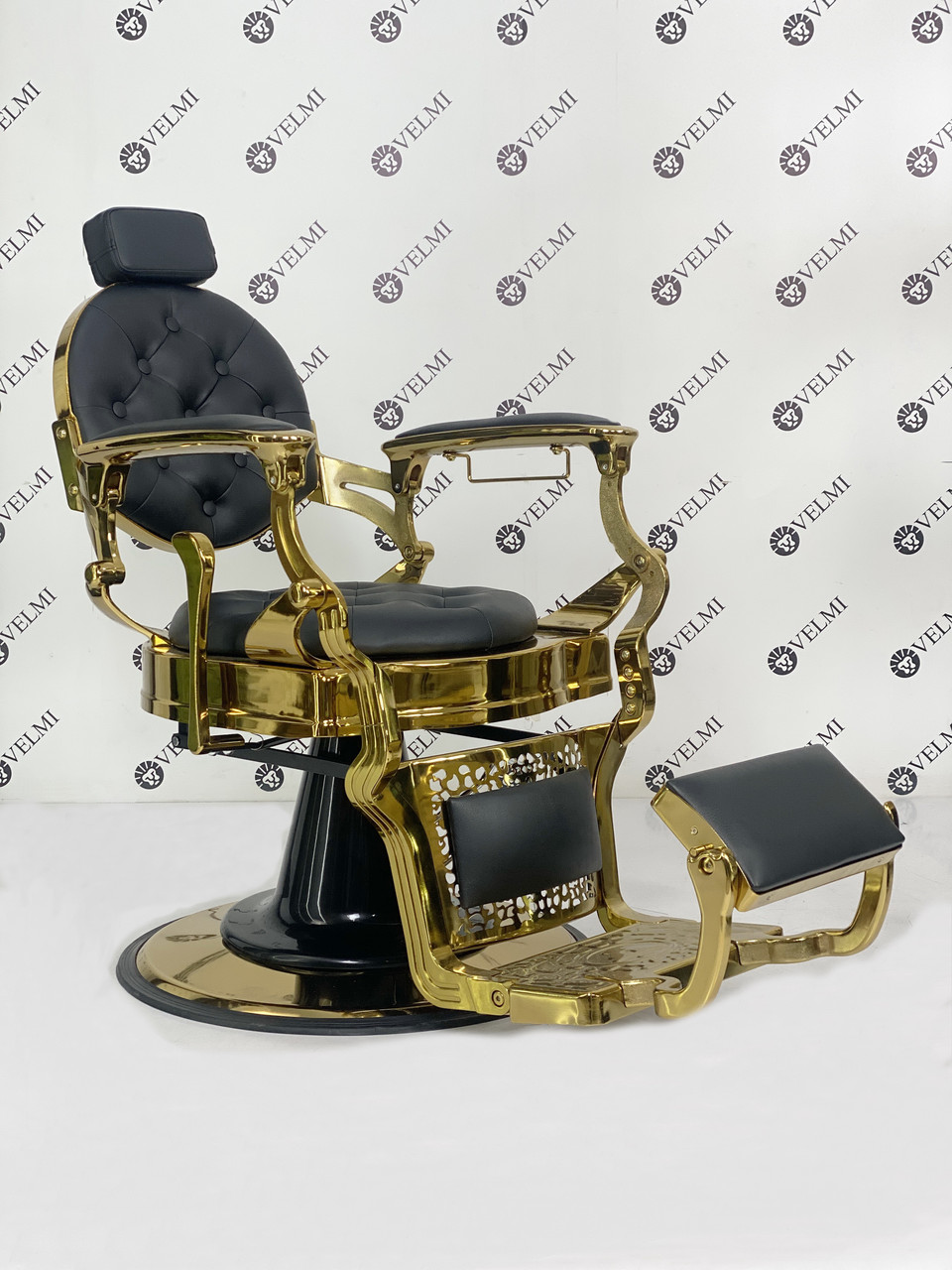 Крісло перукарське для barbershop Cardinal, екошкіра чорна (VelmiTM)
