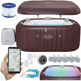 Надувний джакузі СПА Bestway 6001U Lay-Z-Spa Maldives 201x201х80 см, Wi-fi, 7 місць, 1325 л/г, гідро, аеро, led