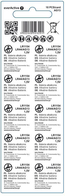 Батарейка everActive LR44 BL 10 шт., фото 1