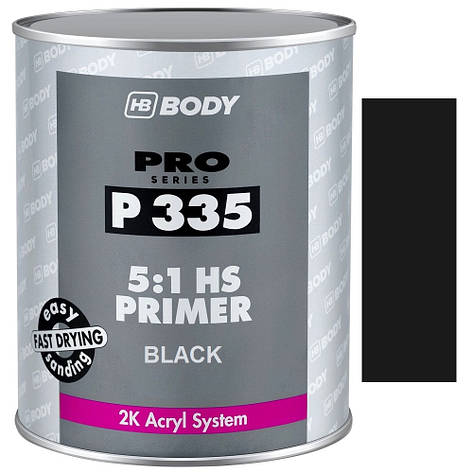 Акриловий ґрунт-наповнювач без затверджувача чорний Body P335 HS 5:1 1л, фото 1