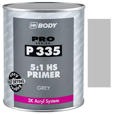 Акриловий ґрунт-наповнювач без затверджувача сірий Body P335 HS 5:1 1л, фото 1